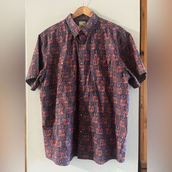 Vintage Solaris Outdoors Men's Shirt SZ XL Fun Design (pink/blue) 80s - Picture 1 of 15